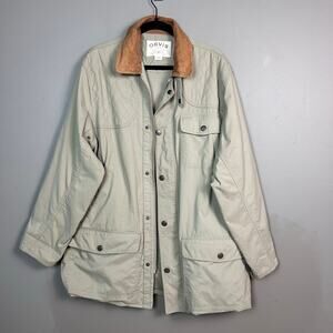 Orvis Field jacket men’s large chore Leather trim fishing Gorpcore grandpa VTG